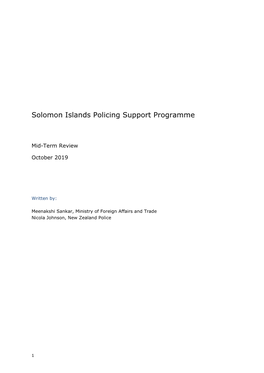 Solomon Islands Policing Support Programme Mid Term Review