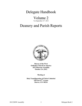 Delegate Handbook Volume 2 Deanery and Parish Reports