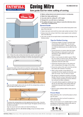 Coving Mitre FAI MBCOVE125 Saw Guide Tool for Mitre Cutting of Coving