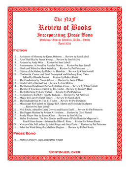 Review of Books Incorporating Prose Bono Professor George Phillies, D.Sc., Editor April 2021