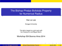 H.J. Lee the Bishop-Phelps-Bollobás Theorem for Numerical Radius
