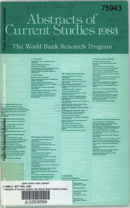 Abstracts of Current Studies 1983