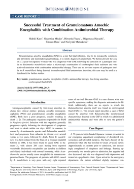 Successful Treatment of Granulomatous Amoebic Encephalitis with Combination Antimicrobial Therapy