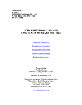 John Armstrong (1755–1816) Papers, 1772–1950 (Bulk 1779–1867)