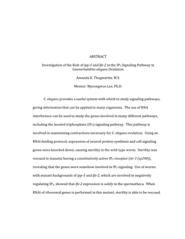 ABSTRACT Investigation of the Role of Ipp-5 and Lfe-2 in the IP3