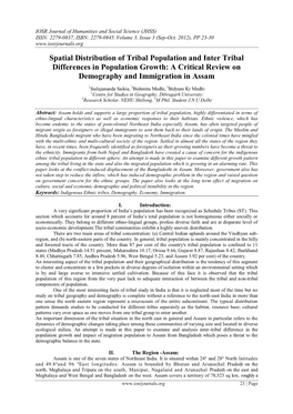 Spatial Distribution of Tribal Population and Inter Tribal Differences in Population Growth: a Critical Review on Demography and Immigration in Assam