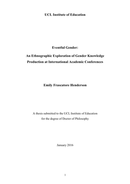 UCL Institute of Education Eventful Gender