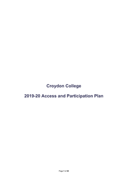 Croydon College 2019-20 Access and Participation Plan