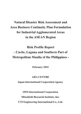 Natural Disaster Risk Assessment and Area Business Continuity Plan Formulation for Industrial Agglomerated Areas in the ASEAN Region