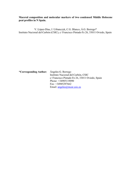 Maceral Composition and Molecular Markers of Two Condensed Middle Holocene Peat Profiles in N Spain