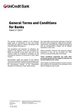 General Terms and Conditions for Banks Valid 3.1.2017