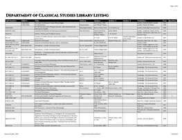 Classical Studies Departmental Library Booklist
