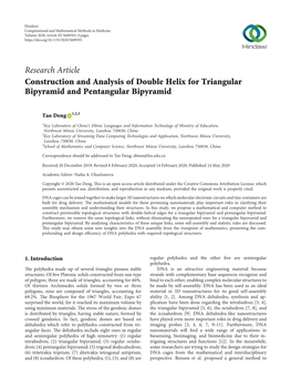 Construction and Analysis of Double Helix for Triangular Bipyramid and Pentangular Bipyramid