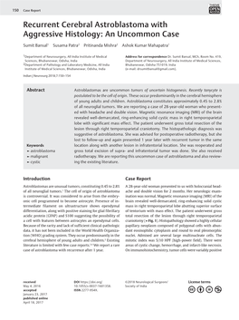 Recurrent Cerebral Astroblastoma with Aggressive Histology: an Uncommon Case