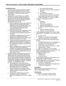 HHF Endocrine System – HYPOGLYCEMIA: ASSESSMENT & MANAGEMENT