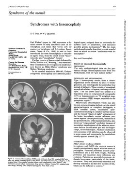 Syndromes with Lissencephaly