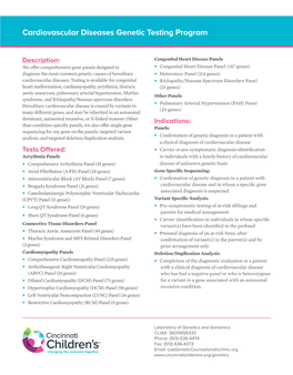 Cardiovascular Diseases Genetic Testing Program Information