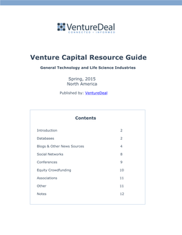 Venture Capital Resource Guide