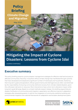 Mitigating the Impact of Cyclone Disasters: Lessons from Cyclone Idai