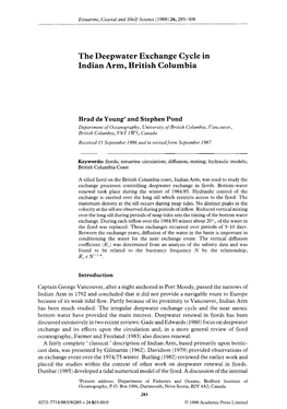 The Deepwater Exchange Cycle in Indian Arm, British Columbia