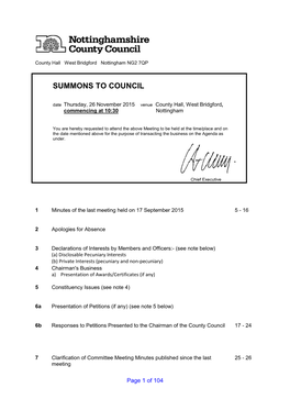 Summons to Council Mons to Council