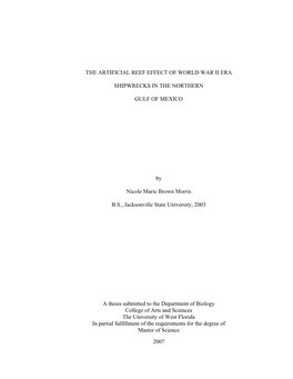 2007 the Artificial Reef Effect of World War Ii Era