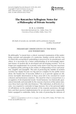 The Ratcatcher Syllogism: Notes for a Philosophy of Private Security