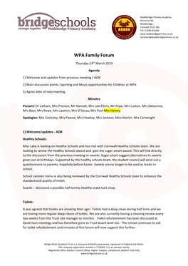 WPA Family Forum