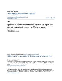 Dynamics of Woodchip Trade Between Australia and Japan, and Need for International Cooperation of Forest Advocates