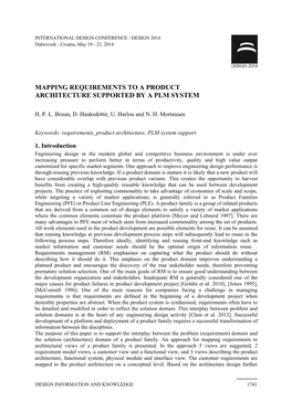 Mapping Requirements to a Product Architecture Supported by a Plm System