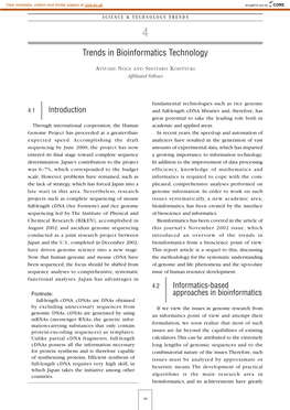 Trends in Bioinformatics Technology