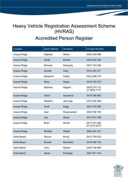 Heavy Vehicle Registration Assessment Scheme (HVRAS)