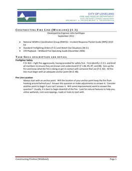 Constructing Fireline (Wildland) Page 1 Developed by Engineer John Sanfilippo September 2011 • National Wildfire Coordinatio