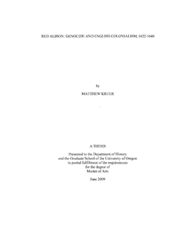 Red Albion: Genocide and English Colonialism, 1622-1646