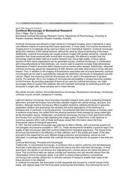 Confocal Microscopy in Biomedical Research Paul J