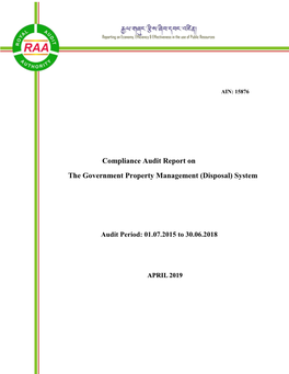 Compliance Audit Report on the Government Property Management (Disposal) System for the Period 01 July 2015 to 30 June 2018