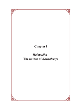 Chapter I Halayudha