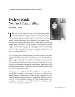 Frederic Warde: New York State of Mind by Simon Loxley