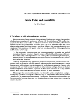 Public Policy and Insurability