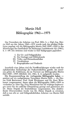 Martin Hell Bibliographie 1960— 1975