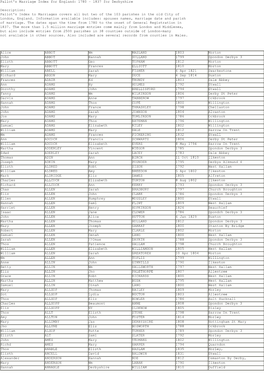 Pallot's Marriage Index for England: 1780 – 1837 for Derbyshire