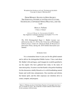 From Monkey Selfies to Open Source: the Essential Interplay of Creative Culture, Technology, Copyright Office Practice, and the Law