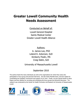 Greater Lowell Community Health Needs Assessment