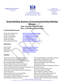 Senate Banking, Business, & Insurance Committee Meeting