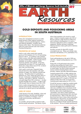 Gold Deposits and Fossicking Areas in South Australia