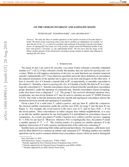 Arxiv:1604.04901V3 [Math.GT] 26 Aug 2018 K 7→ P(K) for Any Knot K