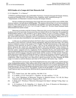 SEM Studies of a Campo Del Cielo Meteorite Fall
