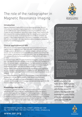 The Role of the Radiographer in Magnetic Resonance Imaging