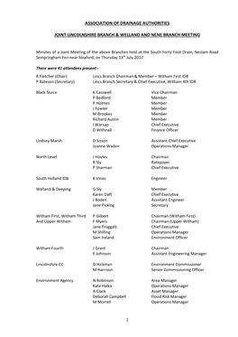 Association of Drainage Authorities Joint Lincolnshire Branch & Welland and Nene Branch Meeting