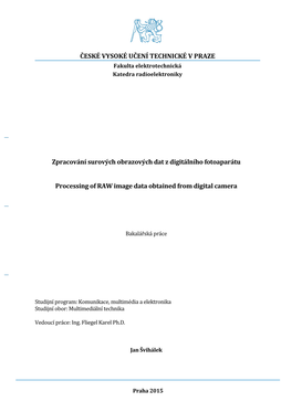 Zpracování Surových Obrazových Dat Z Digitálního Fotoaparátu Processing